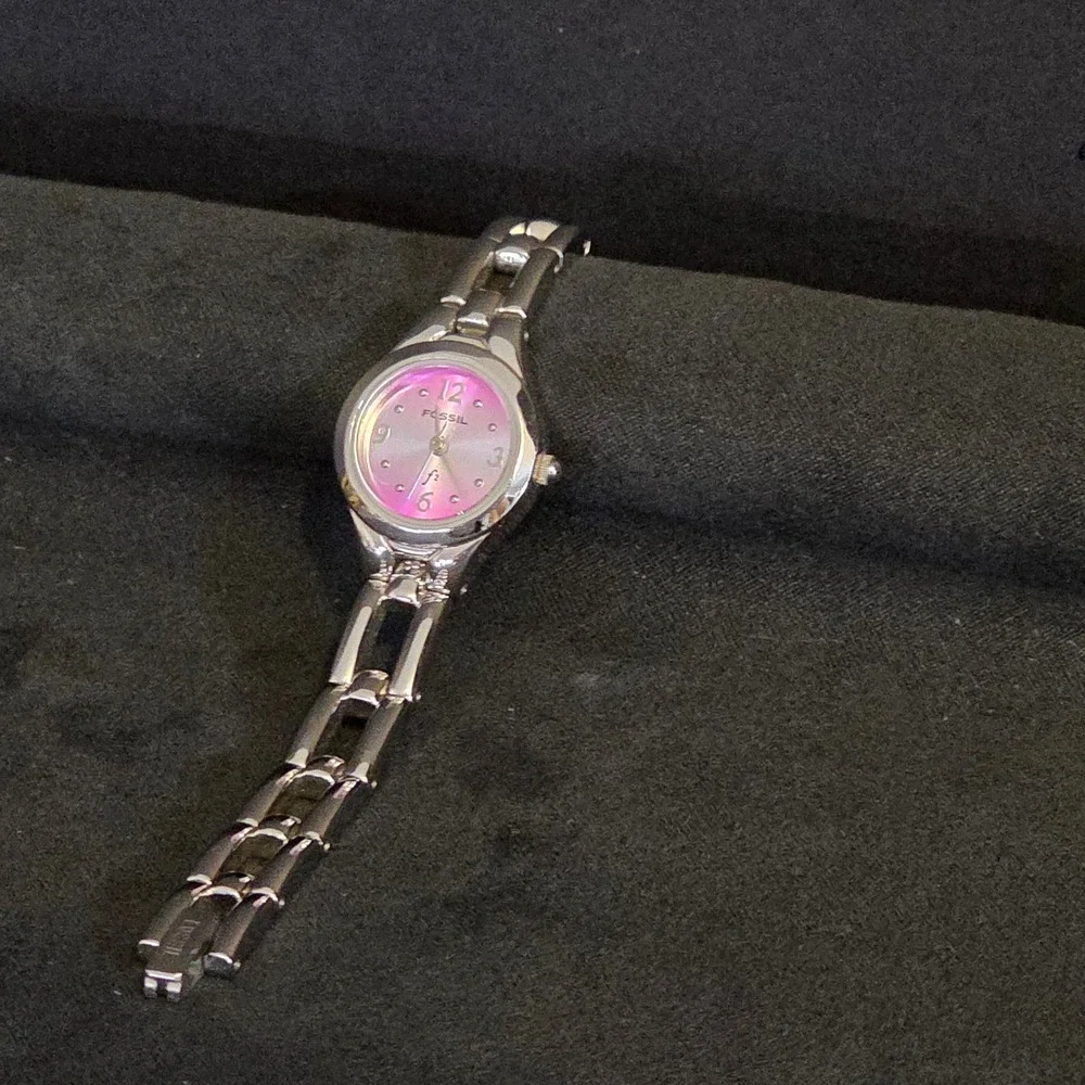 Fossil F2 Watch Women‎ OS Silver Pink Dial ES-9465 Stainless Steel Jewelry